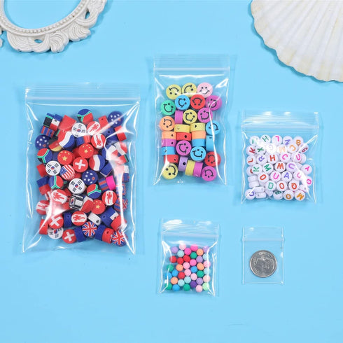 1000PCS 3"x3" Clear Resealable Poly Zip Bags, Durable Thick 2.4 Mil Lock Baggies for Jewelry Packaging