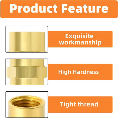 GASHER 2PCS Brass Pipe Fitting Reducer Adapter, 3/8-Inch Female Pipe x 3/8-Inch Female Pipe