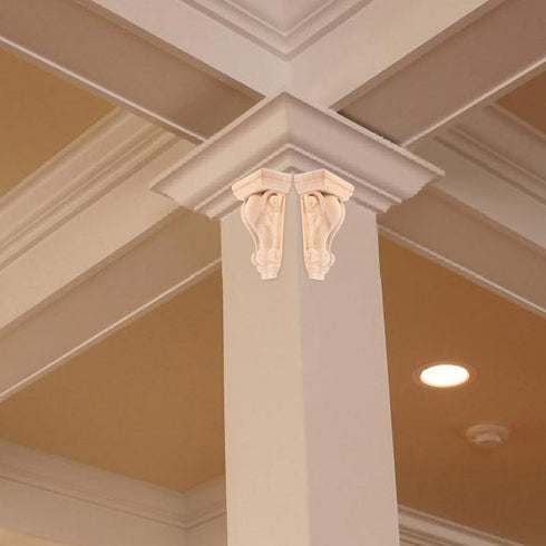 4.32 2.36 1.57 Inch Luxshiny Hand Carved Wood Corbel: Solid Wood Roman Column Head Decorative Shelf Brackets