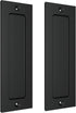 7" Flush Pull Handle: Sliding Barn Door Handle for Cabinets, Closet, Drawers - Black - Set of 2
