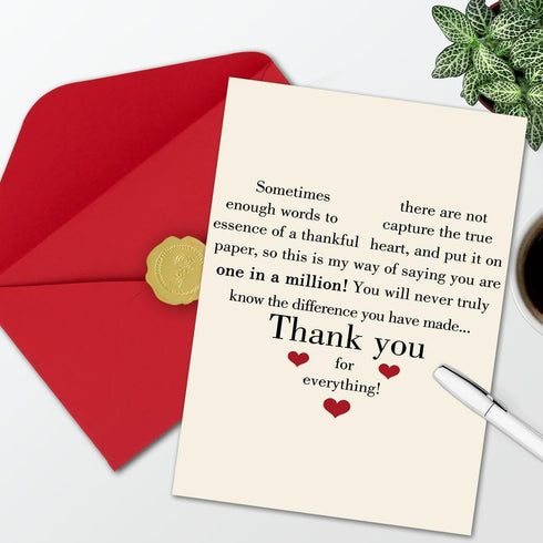 LiuuLi Thank You Card with Envelope, Gratitude Card,Thoughtful Appreciation Gift for Friend, Teacher, Boss, Coach