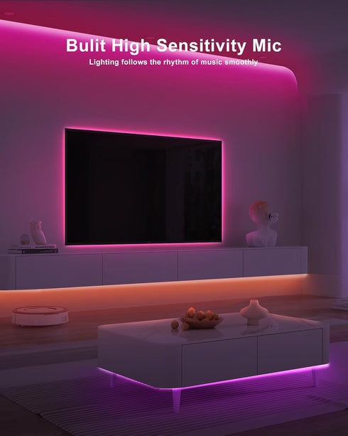4.92ft Bluetooth RGB COB Led Strip Lights with Remote, Dimmable Smart App Light Strip, Color Changing Music Sync for