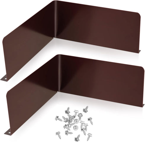 2 Pcs Gutter Valley Splash Guards Downspout Diverter with 20 Pcs Matching Screws for Corner House, Brown