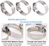 Glarks 20Pcs 304 Stainless Steel Adjustable Worm Gear Hose Clamps Assortment Kit, 21-44MM Range for Plumbing