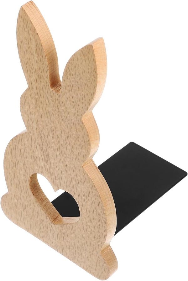 SHERCHPRY Wooden Bunny Bookends Retro Desk Accessories Animal Bookends for Desk and