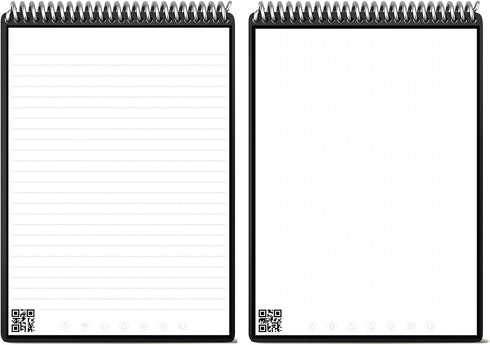 Rocketbook Flip Smart Notepad, Black Cover, Lined/Dot Grid Rule, 8.5 x 11, White, 16 Sheets