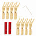Monosaudio Speaker Spade Plug Connectors, 8pcs Pure Copper 45 Degree Screw Locking Y Spade Plug with Heat Shrink Tubes