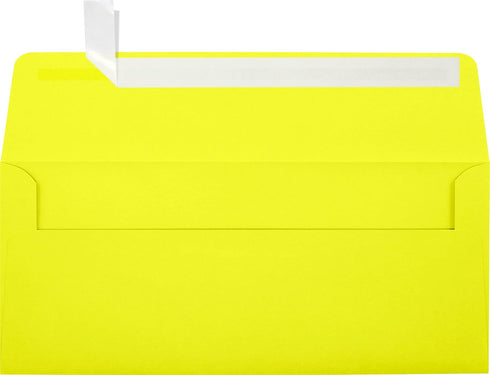 LUXPaper #10 Business Envelopes | 50 Qty | Peel & Press | 4 1/8" x 9 1/2" | Citrus Yellow | 80lb. Text