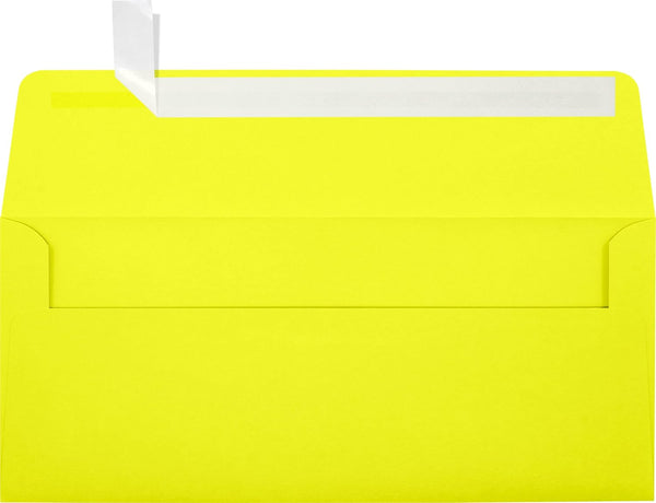 LUXPaper #10 Business Envelopes | 50 Qty | Peel & Press | 4 1/8" x 9 1/2" | Citrus Yellow | 80lb. Text