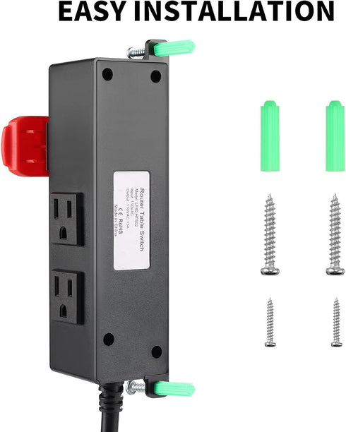 Ortis 125V 2 Multi-Purpose Router Table Switch with Outlets, Perfect for Any Router Table, Easy Installation