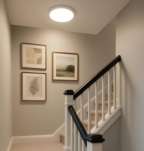 9 Inch 18W, 5 2700/3000/3500/4000/5000K, Settable 1800LM Closet Leetdud Flush Mount LED Ceiling Light Wired, CCT