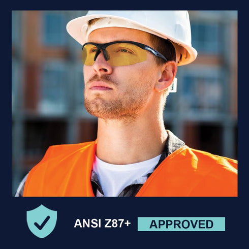 Bifocal Safety Glasses - Safety Glasses with Readers, Polycarbonate Lenses, ANSI Z87+, Yellow, 3.00