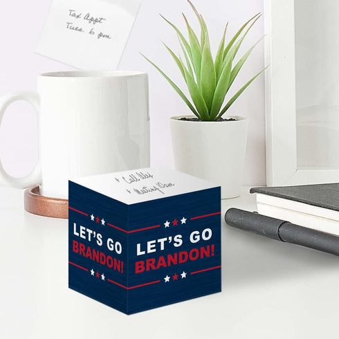 Let's Go Brandon Sticky Note Cube - 600 Sheets 2.75" Memo Block Printed on 4 Sides, Political Humor Made in USA