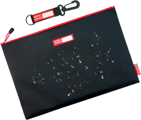 Rough Enough Document Organizer File Folder Bag for A4 Letter Size with Zipper - Waterproof Large Black