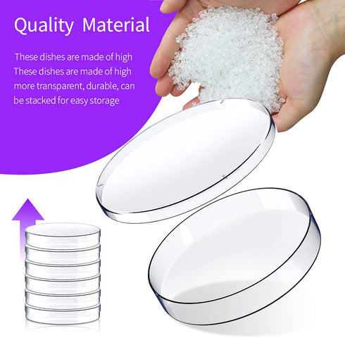 60 Pack Sterile Plastic Petri Dishes with Lid, 90mm Dia x 15mm Deep for Laboratory Use (90MM-60PACK)