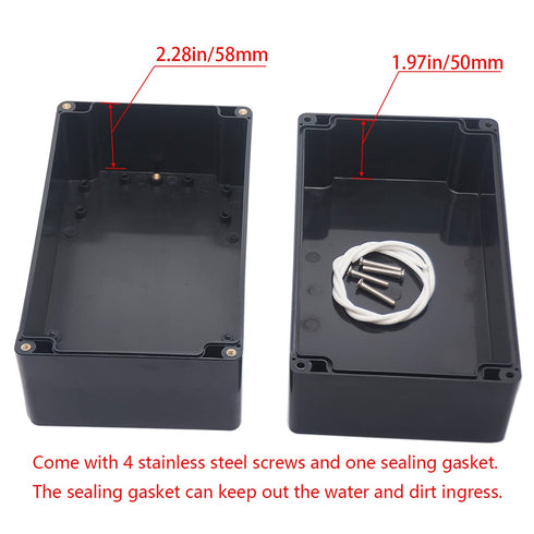 Project Box IP65 Waterproof Junction Box, Black ABS Plastic Electrical Boxes DIY Project Case Power Enclosure