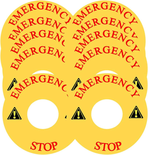 Emergency Stop Warning Sign Equipment, Emergency Stop Label Sticker, 10 Pcs Caution Safety Decals