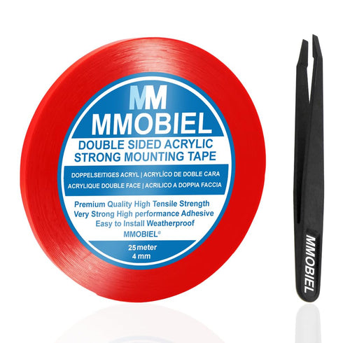 MMOBIEL Clear Double Sided Acrylic Tape, 4mm 25m Heavy Duty Mounting Adhesive Strip, Transparent, Removable