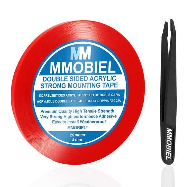 MMOBIEL Clear Double Sided Acrylic Tape, 4mm 25m Heavy Duty Mounting Adhesive Strip, Transparent, Removable