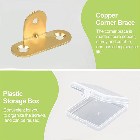 8Pcs 90 Heavy Duty Corner Braces, Right Angle Brass Bracket Fastener T-Shaped Brackets Corner Brace Corner Fastener