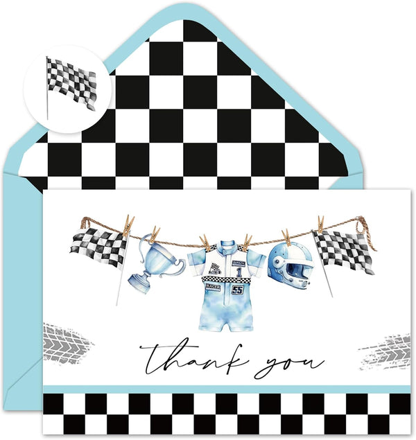 Whaline 50 Pack Race Car Baby Shower Thank You Cards Greeting Card