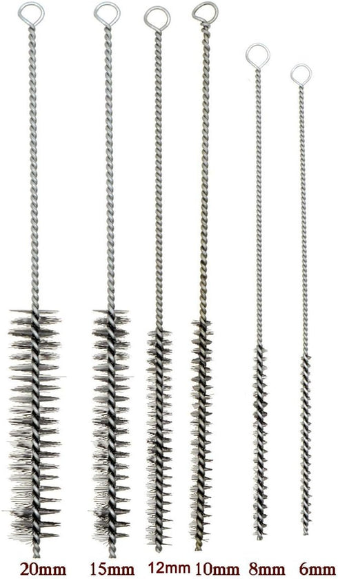 YXQ 12Pcs Tube Brush Kit Stainless Steel/Brass Wire Bottle Long-Handle Bristle Cleaning, 12 inch X 6mm/8mm/10mm/12mm/15mm/20mm by YXQ