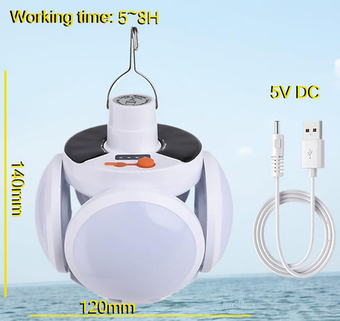 Solar Multi-Functional Emergency LED Light Bulb, USB Charging, Outdoor Ideal for Power Outage and Camping