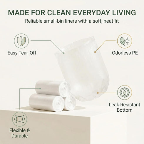 Offroaderman 10 84 Count (5 Gallon White Trash Bags, Rolls) | Large, Flat T-Shaped Unscented Garbage Bags for Kitchen