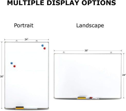 Magnetic Whiteboard/Dry Erase Board 24 x 36 Inch, Lightweight Wall Mount Aluminum Frame