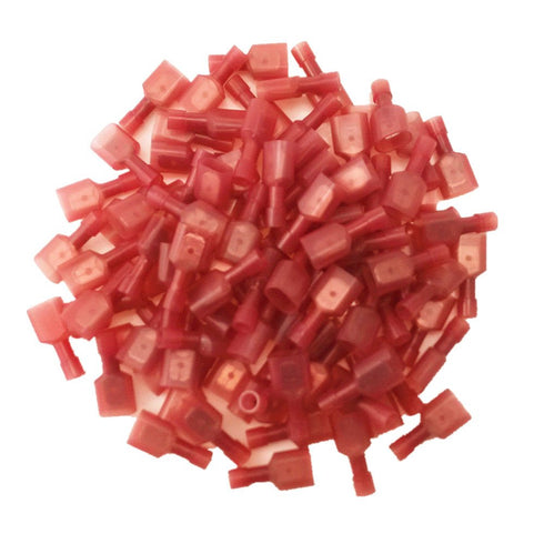 Yueton 100pcs Red 22/18-Gauge Nylon Male Fully-Insulated Quick Disconnects Wiring Spade Wire Crimp Terminal