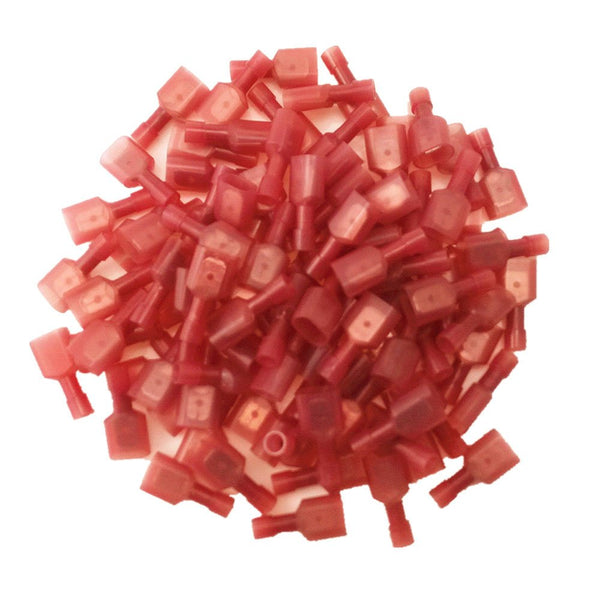Yueton 100pcs Red 22/18-Gauge Nylon Male Fully-Insulated Quick Disconnects Wiring Spade Wire Crimp Terminal