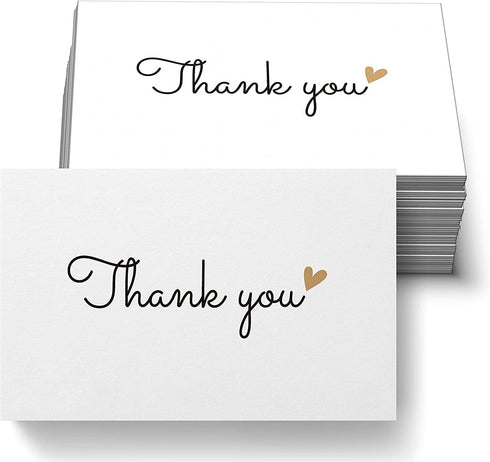 RXBC2011 500 Little Thank You Cards Gold Heart Design Bulk Thank you