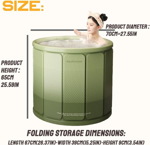 jessie Portable Foldable Bathtub for Adults PVC SPA Soaking Standing Bath Tub for Shower Stall, Freestanding