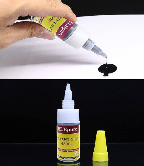 Black Tire Repair Glue Rubber Strong Adhesive Bonding for Sidewall Puncture Instant Super Glue for Off-Road Car Motorcycle Truck Tractor, 20g 0.7oz by ELEpure