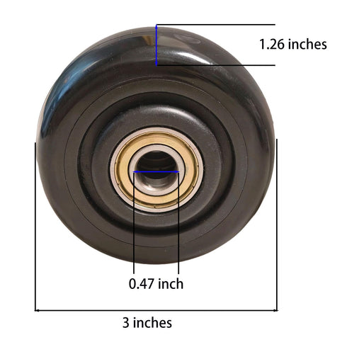 4Pcs 3" 3/8" PU Caster Wheels Heavy-Duty Replacement Wheels for Platform Trucks, Snow Blowers & Grills Axle, Smooth