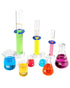 Set, Set, 9 3 3 3 3.3 QWORK Lab Glassware Beaker Flask Cylinder Pieces - Includes Erlenmeyer Flasks, Beakers, & Grade A