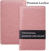 Sooez Leather Professional Business Card Holder Organizer, 240 Card Capacity PU Name Credit Cards Booklet (Pink)