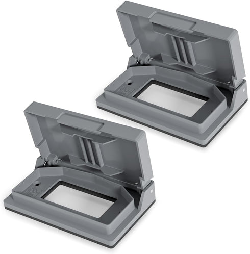 ELEGRP Horizontal Outdoor Cover, Weatherproof Wall Plate, 1-Gang 4.77 x 2.97 , 2 Pack, Grey