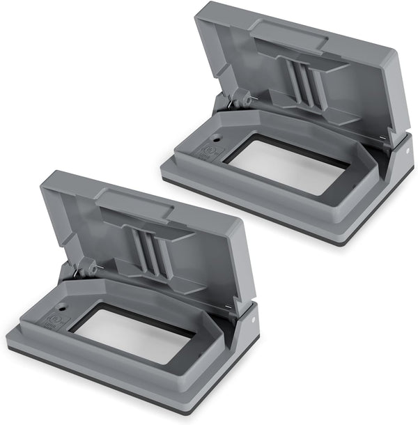 ELEGRP Horizontal Outdoor Cover, Weatherproof Wall Plate, 1-Gang 4.77 x 2.97 , 2 Pack, Grey