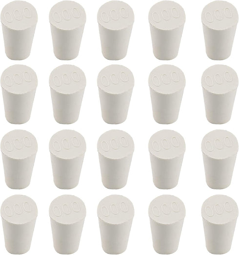 20 Pcs 000# White Solid Rubber Stoppers, Tapered Lab Plugs, Dia. 13mm x Dia. 8mm, Height 17mm
