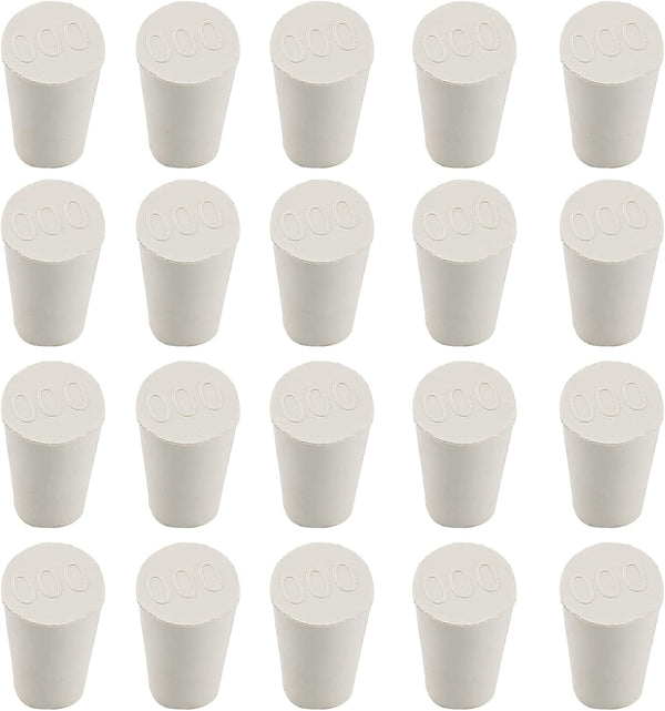 20 Pcs 000# White Solid Rubber Stoppers, Tapered Lab Plugs, Dia. 13mm x Dia. 8mm, Height 17mm