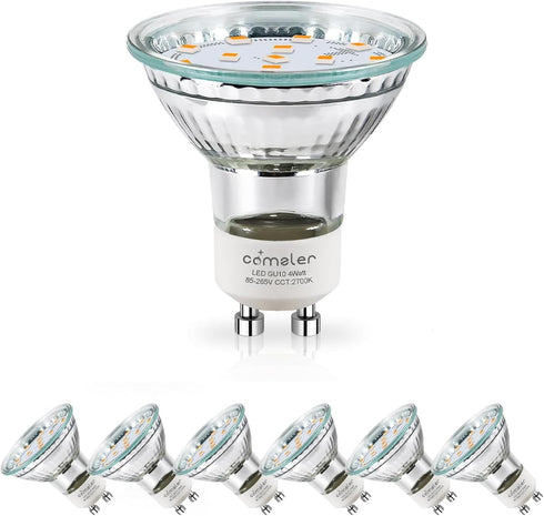 comzler GU10 LED Bulb Dimmable, 50W Halogen Equivalent 2700K Soft White GU10 Replacement, Pack of 6