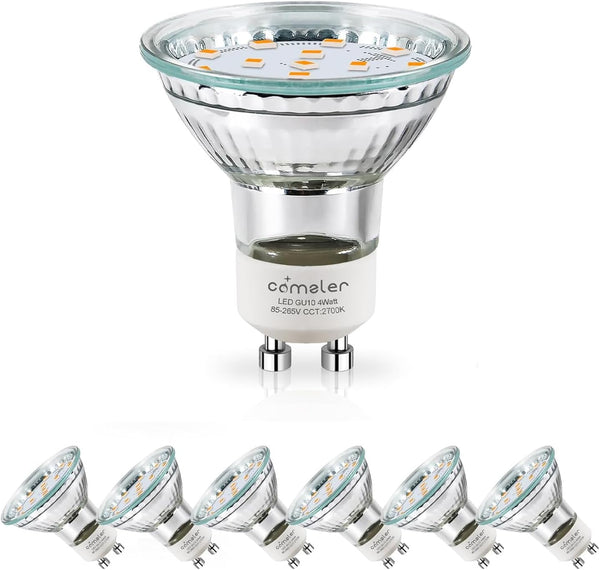 comzler GU10 LED Bulb Dimmable, 50W Halogen Equivalent 2700K Soft White GU10 Replacement, Pack of 6