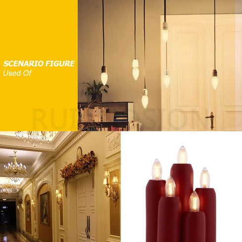 E10 Bulb 0.5W 14-55V Dimmable (Pack 2) Ruiandsion LED Chandelier Pendant Night Light Freezer Low Heat for Bedroom Wall