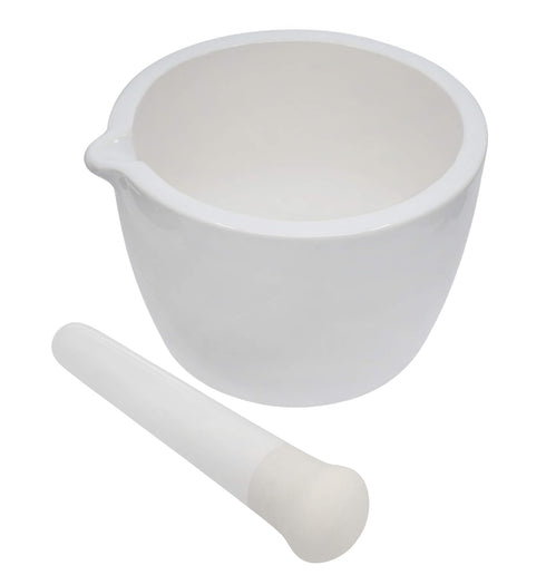 Set, 25oz (750ml) EISCO Porcelain Mortar & Pestle - Heavy Duty - Unglazed Grinding Surface - Excellent for Kitchen