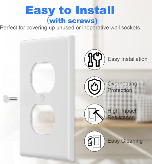 Duplex Wall Plates, Electric Receptacle Outlet Cover, 1-Gang Standard Size 2.76"W x 4.5"H, Glossy White (20 Pack)