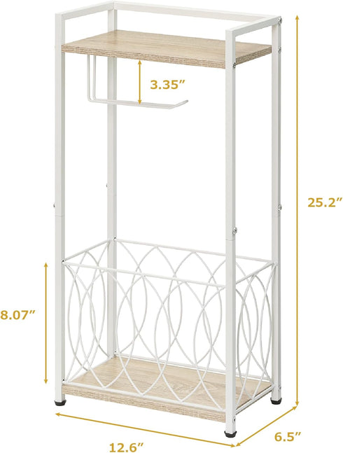 SunnyPoint Classic Space Saving Freestanding Toilet Paper Holder with Storage Shelf Bathroom Space Saver for Phone