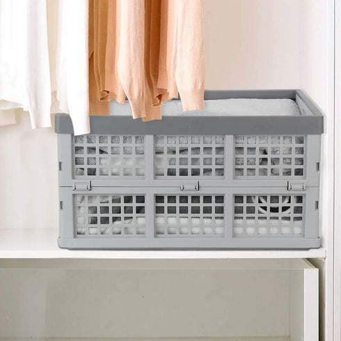 Doryh 34 2-Pack L Plastic Crates, Collapsible Storage Crates/Stackable Storage Container Basket