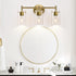 3-Light Indoi Bathroom Light Fixtures, Brass Vanity Light, Black Bathroom Lights Over Mirror with Clear Glass Shade
