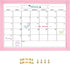 Dry Erase Monthly Calendar Board, Magnetic Whiteboard for Wall, Office/School/Home, Solid Wood Pink Frame Hanging Board